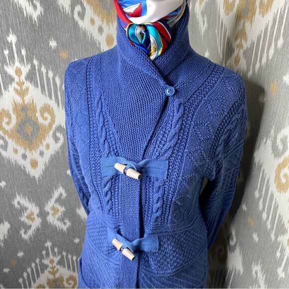 Ralph Lauren Sun Fade Blue Cotton Nautical Inspired Toggle Cardigan Sweater - Picture 4 of 16